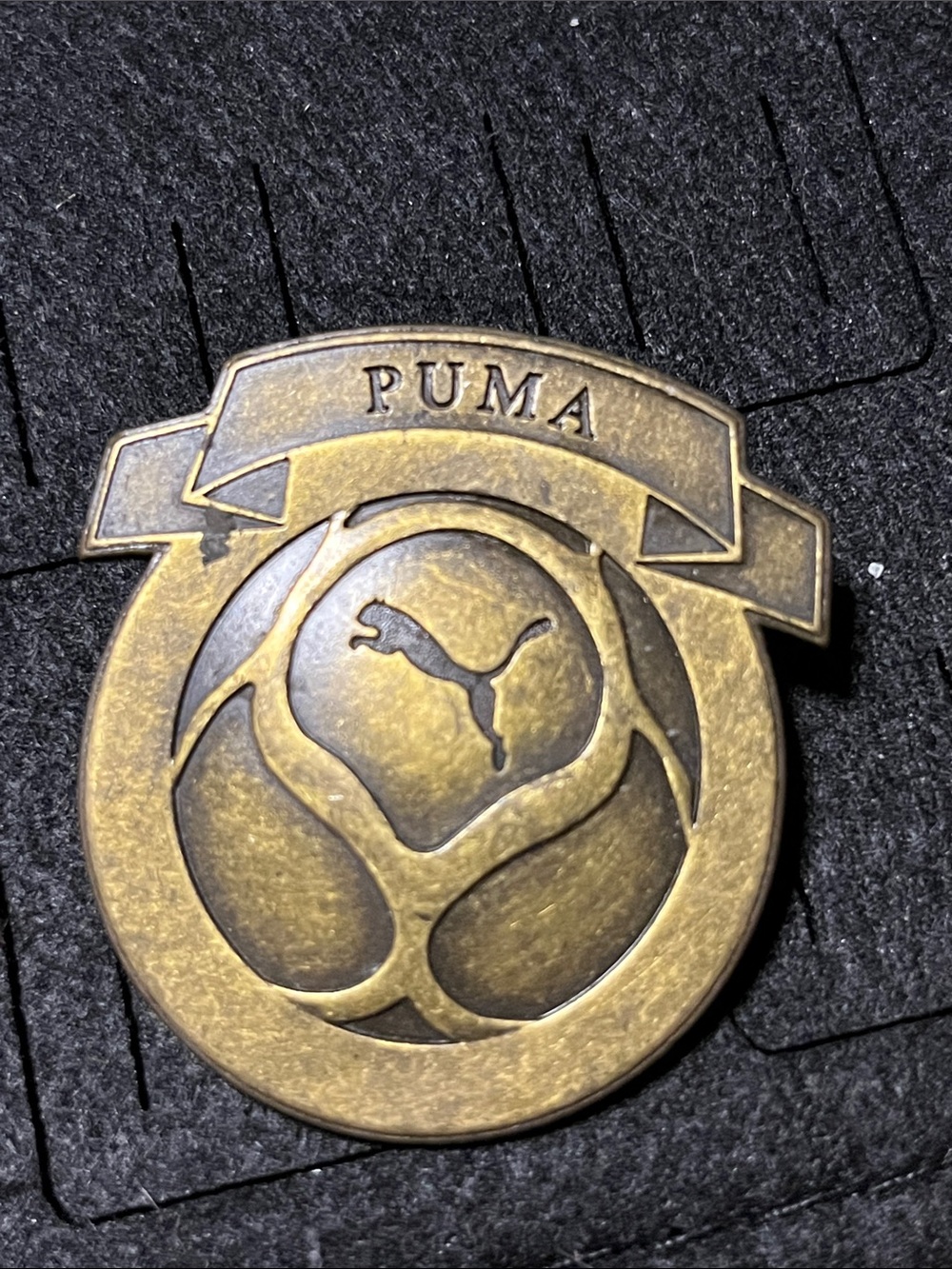 Puma Antique Gold Tone Round Logo Cuff Links